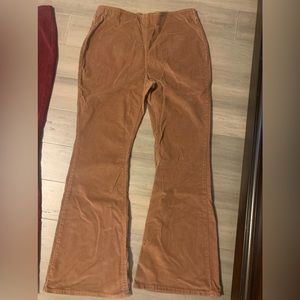 Corduroy pull on flares, size large tan.
